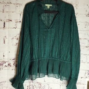 ✨RyeGrass Green Ruffled Women's Top Size X Large